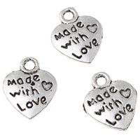 Zinc Alloy Heart Pendants, word made with love, antique silver color plated, lead & cadmium free Approx 1.5mm, Approx 