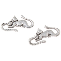 Zinc Alloy S Clasp, Cat, antique silver color plated, lead & cadmium free Approx 