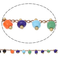 Glass Seed Beads Beaded Chain, with Brass, plated, handmade lead & cadmium free 