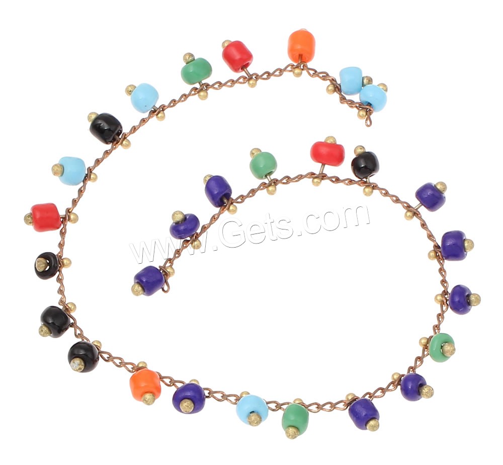 Glass Seed Beads Beaded Chain, with Brass, plated, handmade, more colors for choice, lead & cadmium free, 3x6mm, Sold By m