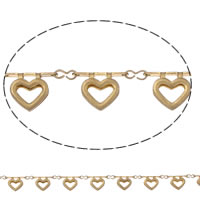 Handmade Brass Chain, Heart, plated lead & cadmium free 