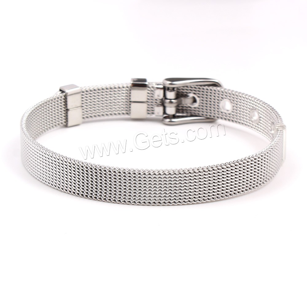 Stainless Steel Mesh Belt Buckle Bracelet, Triangle, different size for choice, original color, Length:Approx 8 Inch, Sold By Strand