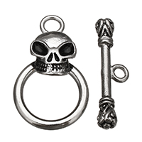 Stainless Steel Toggle Clasp, Skull, blacken  Approx 3mm, 2mm 