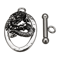 Stainless Steel Toggle Clasp, Dragon, hammered & blacken  Approx 3mm 
