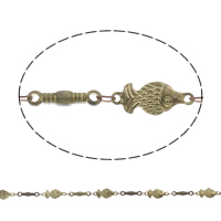 Handmade Brass Chain, Fish, plated, bar chain lead & cadmium free 