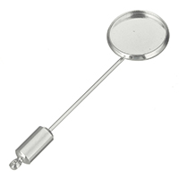 Accesorio de broche de latón, metal, chapado en color de plata, con bucle, 16x54x5mm, 1mm, agujero:aproximado 1.5mm, diámetro interior:aproximado 14mm, Vendido por UD