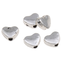 Perles coeur en alliage de zinc, Plaqué de couleur d'argent, sans plomb et cadmium Environ 1mm, Environ Vendu par sac