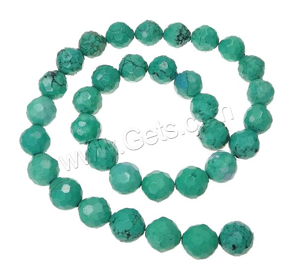 Perles turquoise naturelles teintées, Rond, normes différentes pour le choix & facettes, vert, Trou:Environ 1-1.5mm, Vendu par brin