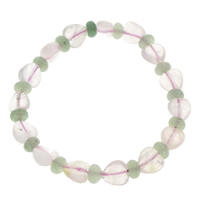 Gemstone Bracelets, Rose Quartz, with Green Aventurine - Approx 7 Inch 