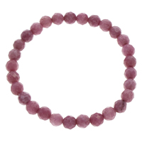 Dyed Jade Bracelet, Round, faceted, fuchsia, 6mm Approx 7 Inch 