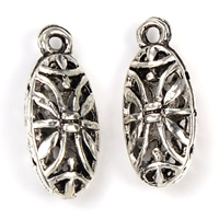 Zinc Alloy Hollow Pendants, Flat Oval, antique silver color plated, lead & cadmium free Approx 1mm 