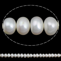 Bouton de culture des perles d'eau douce, perle d'eau douce cultivée, naturel, blanc, 6-7mm Environ 0.8mm Environ 15 pouce, Vendu par brin