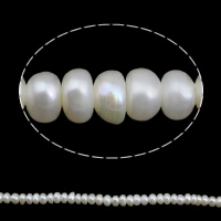 Bouton de culture des perles d'eau douce, perle d'eau douce cultivée, naturel, blanc, 3-4mm Environ 0.8mm Environ 15 pouce, Vendu par brin