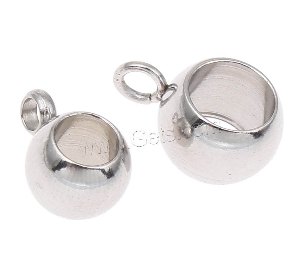 Stainless Steel Bail Bead, Drum, different size for choice, original color, Hole:Approx 5mm, Sold By PC