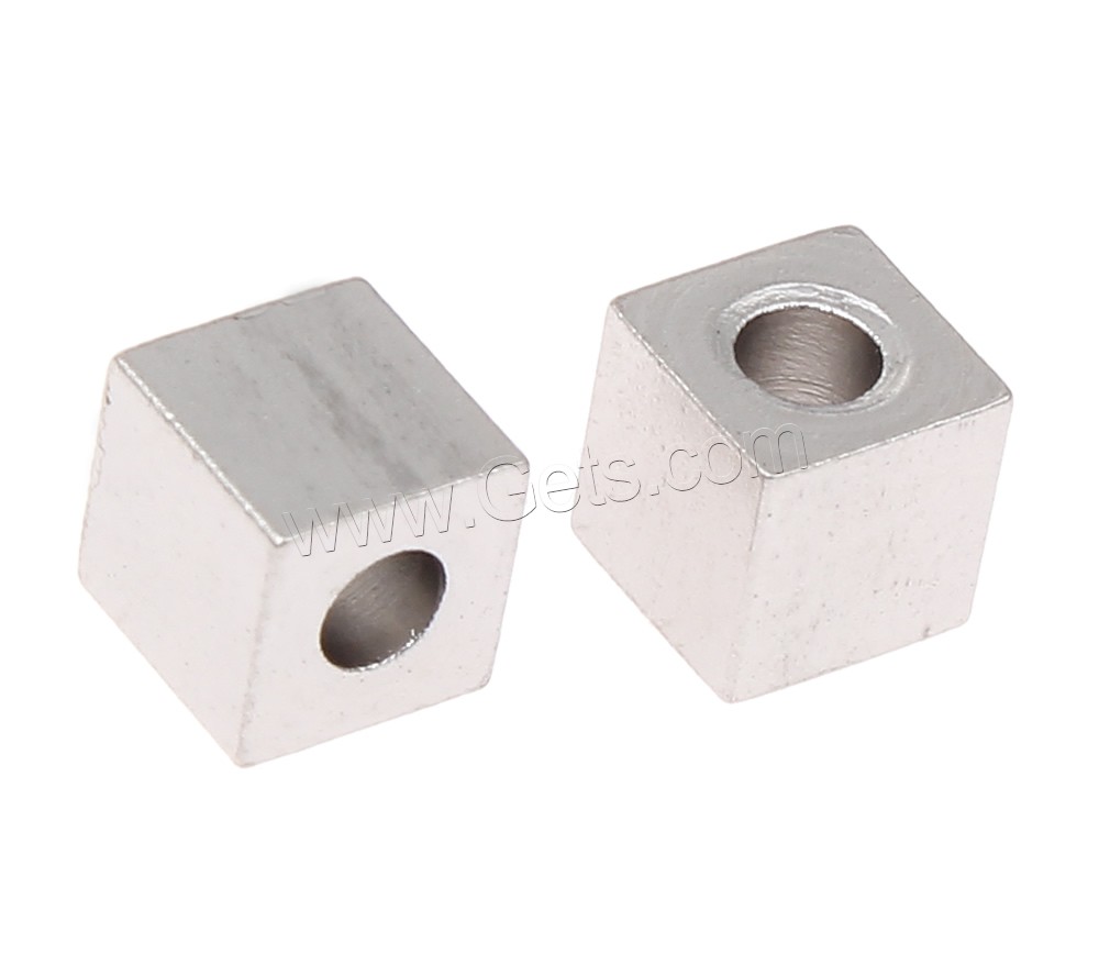 Stainless Steel Beads, Cube, different size for choice, original color, Hole:Approx 1mm, Sold By PC
