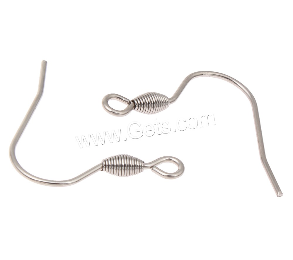 Stainless Steel Hook Earwire, different size for choice, original color, Hole:Approx 1mm, 500Pairs/Bag, Sold By Bag