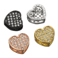 Cubic Zirconia Micro Pave Brass Connector, Heart, plated, micro pave cubic zirconia & multi loops Approx 