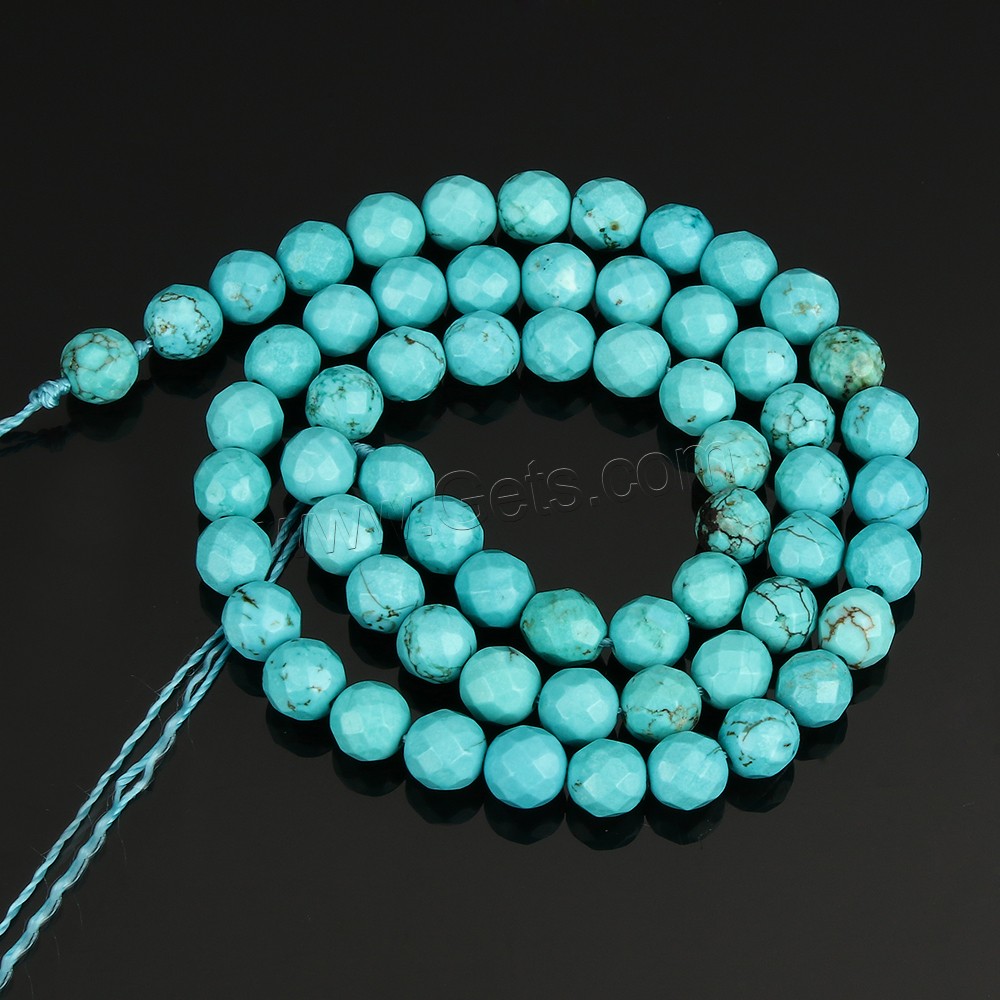 Dyed Natural Turquoise Beads, Dyed Turquoise, Round, different size for choice & faceted, green, Length:Approx 15 Inch, Sold By Strand