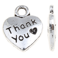 Zinc Alloy Heart Pendants, word thank you, antique silver color plated, lead & cadmium free Approx 1.5mm, Approx 