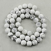 Natürlicher weißer Türkis Perle, rund, verschiedene Größen vorhanden & satiniert, Bohrung:ca. 1-2mm, Länge:ca. 15.5 ZollInch, verkauft von Strang