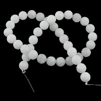 weiße Jade Perle, rund, natürlich, verschiedene Größen vorhanden & satiniert, Bohrung:ca. 1-2mm, Länge:ca. 15.5 ZollInch, verkauft von Strang
