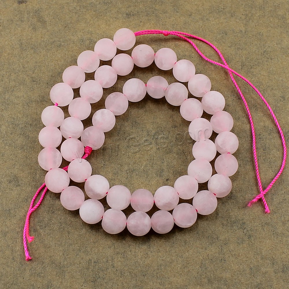 Natürliche Rosenquarz Perlen, rund, verschiedene Größen vorhanden & satiniert, Bohrung:ca. 1-2mm, Länge:ca. 15 ZollInch, verkauft von Strang
