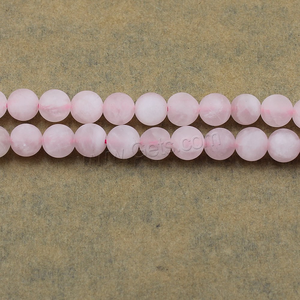 Natürliche Rosenquarz Perlen, rund, verschiedene Größen vorhanden & satiniert, Bohrung:ca. 1-2mm, Länge:ca. 15 ZollInch, verkauft von Strang
