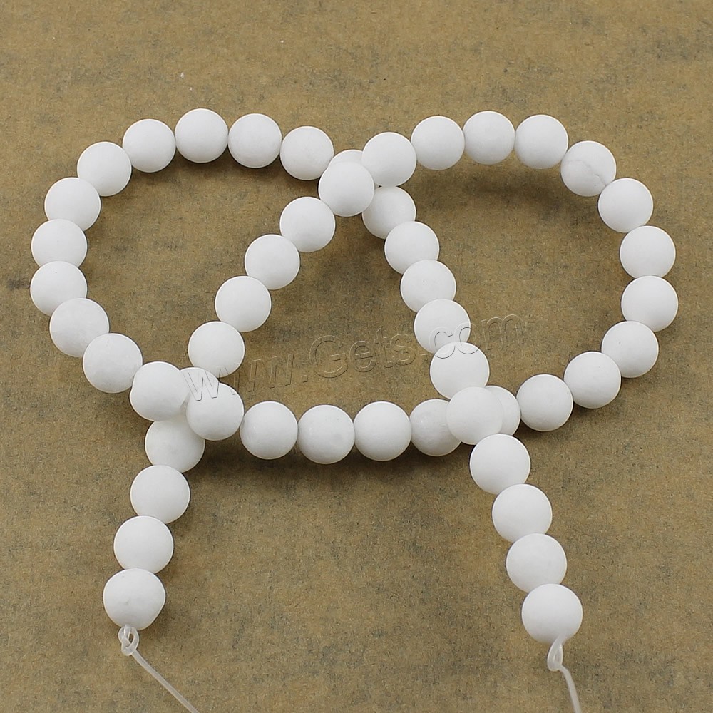 Jade White Bead, Round, natural, different size for choice & frosted, Hole:Approx 1-2mm, Length:Approx 15.5 Inch, Sold By Strand