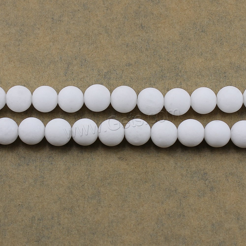 weiße Jade Perle, rund, natürlich, verschiedene Größen vorhanden & satiniert, Bohrung:ca. 1-2mm, Länge:ca. 15.5 ZollInch, verkauft von Strang