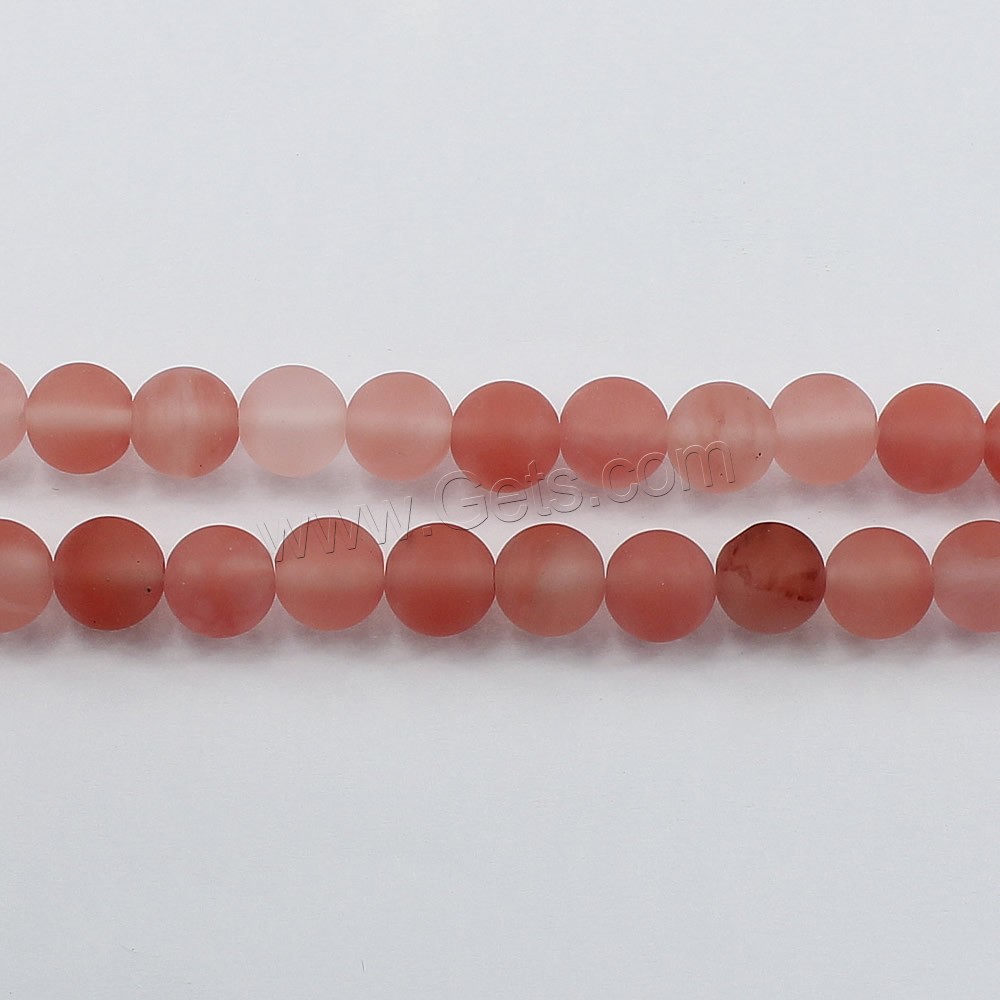 Kirsche Quarz Perle, rund, natürlich, verschiedene Größen vorhanden & satiniert, Bohrung:ca. 1-2mm, Länge:ca. 15.5 ZollInch, verkauft von Strang
