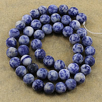Blauer Fleck Perlen, blauer Punkt, rund, natürlich, verschiedene Größen vorhanden & satiniert, Bohrung:ca. 1-2mm, Länge:ca. 15.5 ZollInch, verkauft von Strang