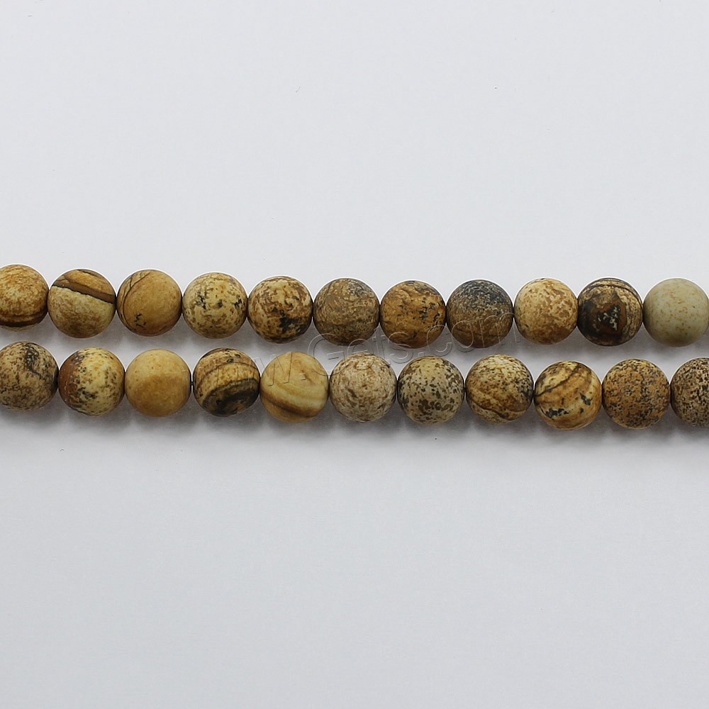 Picture Jasper Beads, Round, natural, different size for choice & frosted, Hole:Approx 1-2mm, Length:Approx 15.5 Inch, Sold By Strand