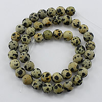 Dalmatinische Perlen, Dalmatiner, rund, natürlich, verschiedene Größen vorhanden & satiniert, Bohrung:ca. 1-2mm, Länge:ca. 14 ZollInch, verkauft von Strang