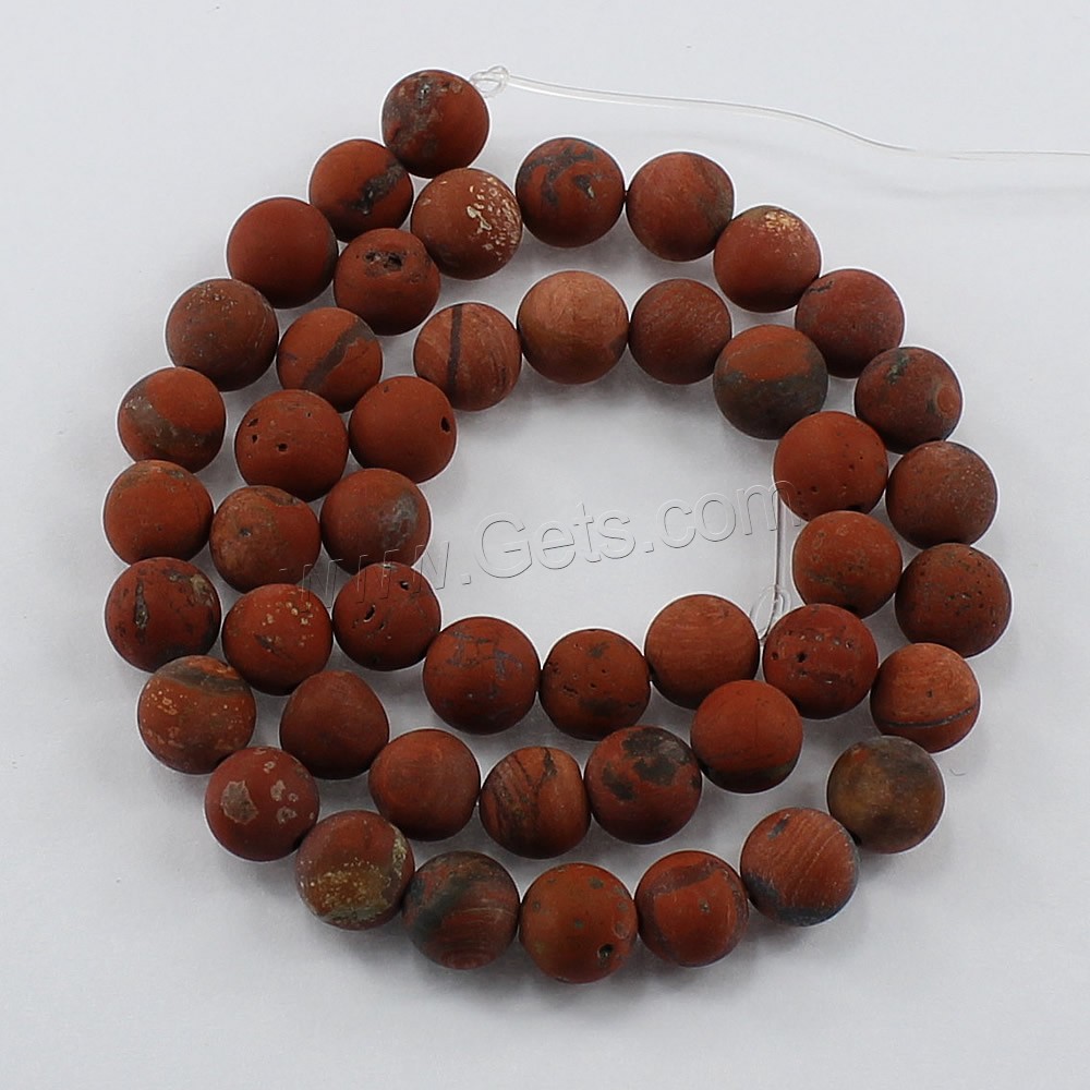 Rote Jaspis Perle, Roter Jaspis, rund, natürlich, verschiedene Größen vorhanden & satiniert, Grade B, Bohrung:ca. 1-2mm, Länge:ca. 15 ZollInch, verkauft von Strang