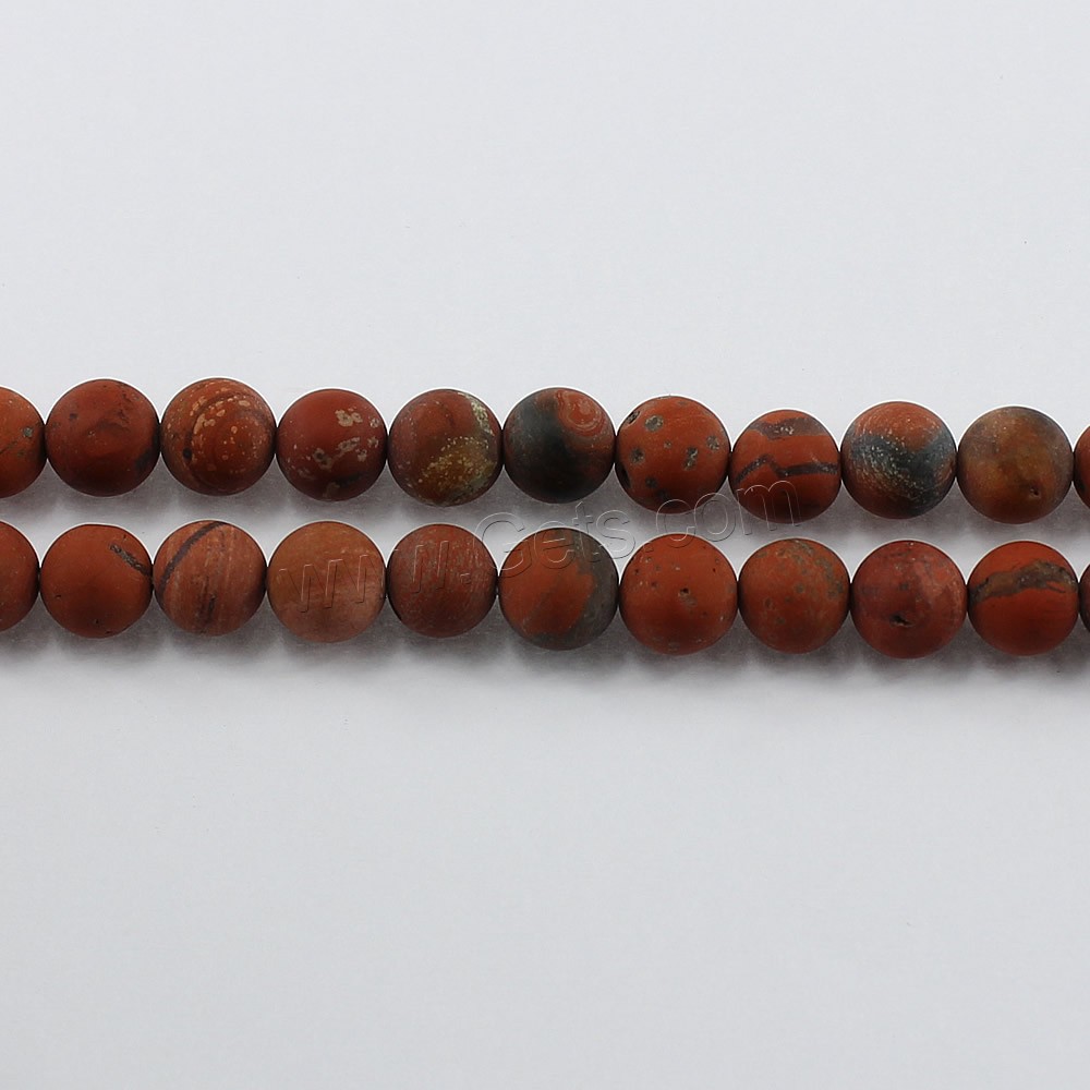 Rote Jaspis Perle, Roter Jaspis, rund, natürlich, verschiedene Größen vorhanden & satiniert, Grade B, Bohrung:ca. 1-2mm, Länge:ca. 15 ZollInch, verkauft von Strang