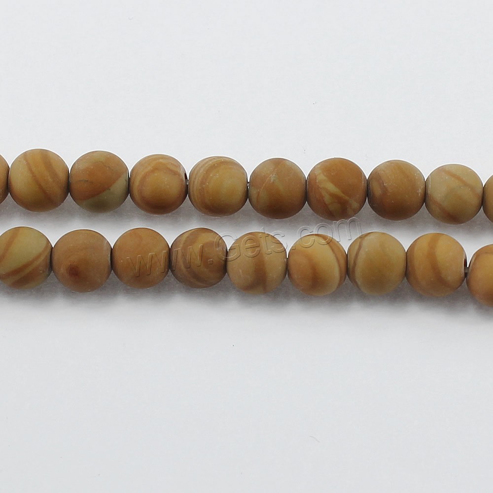 Holzmaserung Stein Perlen, Grain Stein, rund, natürlich, verschiedene Größen vorhanden & satiniert, Bohrung:ca. 1-2mm, Länge:ca. 15 ZollInch, verkauft von Strang