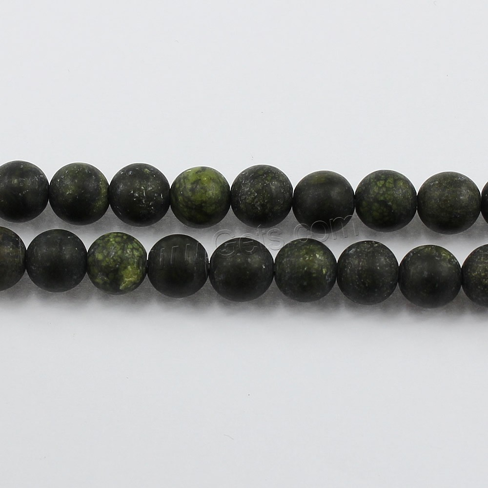 Russische Serpentine Perlen, rund, natürlich, verschiedene Größen vorhanden & satiniert, Bohrung:ca. 1-2mm, Länge:ca. 15 ZollInch, verkauft von Strang