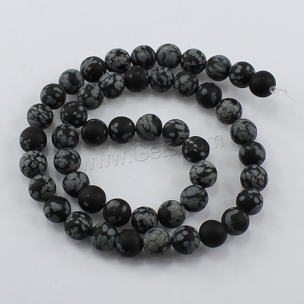 Schneeflocke Obsidian Perlen, rund, natürlich, verschiedene Größen vorhanden & satiniert, Bohrung:ca. 1-2mm, Länge:ca. 15.5 ZollInch, verkauft von Strang