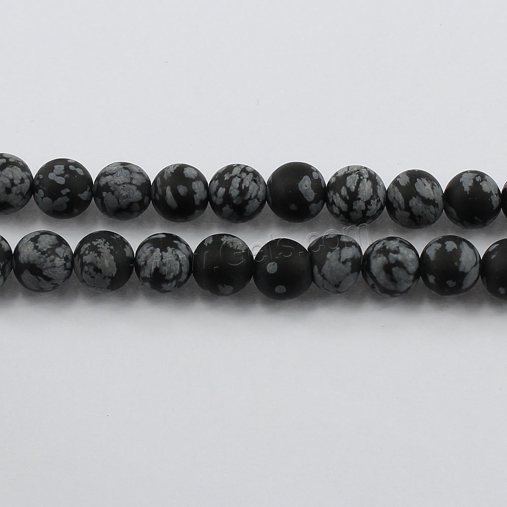 Schneeflocke Obsidian Perlen, rund, natürlich, verschiedene Größen vorhanden & satiniert, Bohrung:ca. 1-2mm, Länge:ca. 15.5 ZollInch, verkauft von Strang