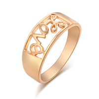 Brass Finger Ring, word love, real gold plated nickel, lead & cadmium free, 8mm 