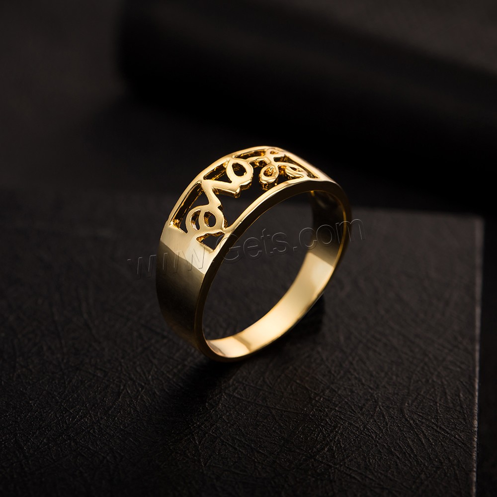 Brass Finger Ring, word love, real gold plated, different size for choice, nickel, lead & cadmium free, 8mm, Sold By PC