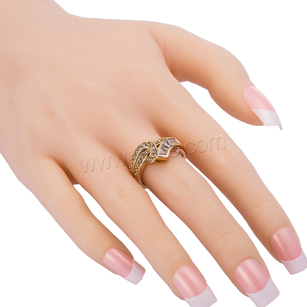 Gets® Finger Ring, Brass, real gold plated, different size for choice & micro pave cubic zirconia & faceted, nickel, lead & cadmium free, 12mm, Sold By PC