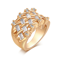 Gets® Finger Ring, Brass, real gold plated & micro pave cubic zirconia & faceted, nickel, lead & cadmium free, 12mm 