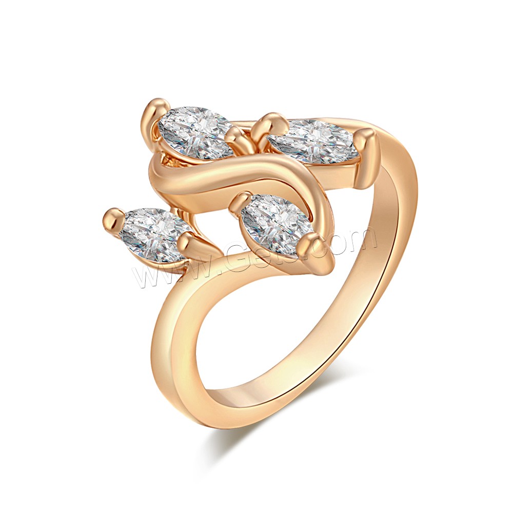 Gets® палец кольцо, Латунь, плакированный настоящим золотом, разный размер для выбора & с кубическим цирконием & граненый, не содержит никель, свинец, 15mm, продается PC