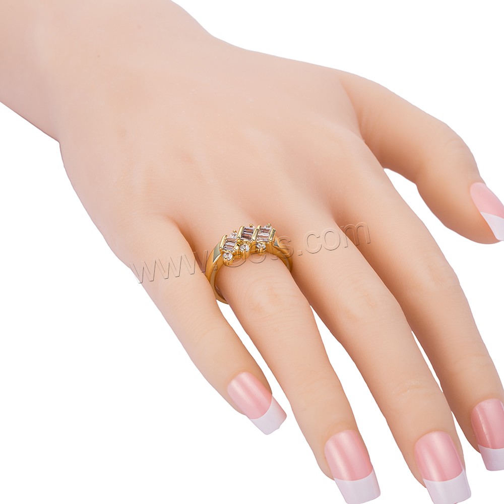 Gets® палец кольцо, Латунь, плакированный настоящим золотом, разный размер для выбора & с кубическим цирконием & граненый, не содержит никель, свинец, 8mm, продается PC