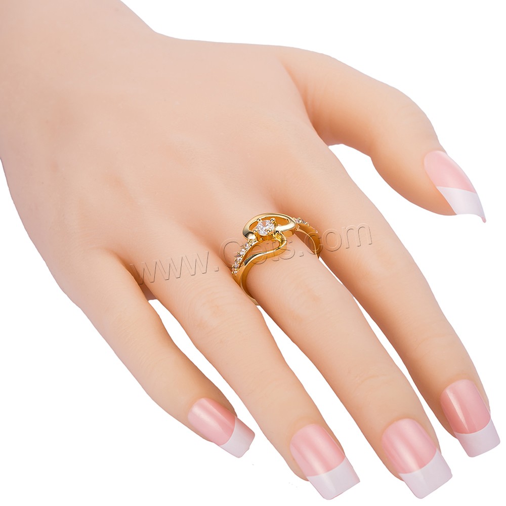 Gets® Finger Ring, Brass, real gold plated, different size for choice & with cubic zirconia & faceted, nickel, lead & cadmium free, 12mm, Sold By PC