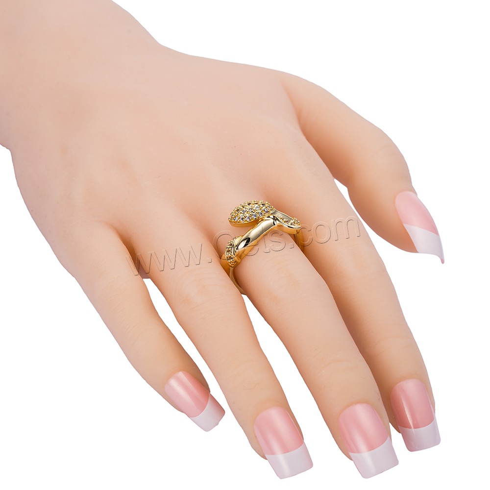 Gets® палец кольцо, Латунь, плакированный настоящим золотом, разный размер для выбора & инкрустированное микро кубического циркония, не содержит никель, свинец, 18mm, продается PC