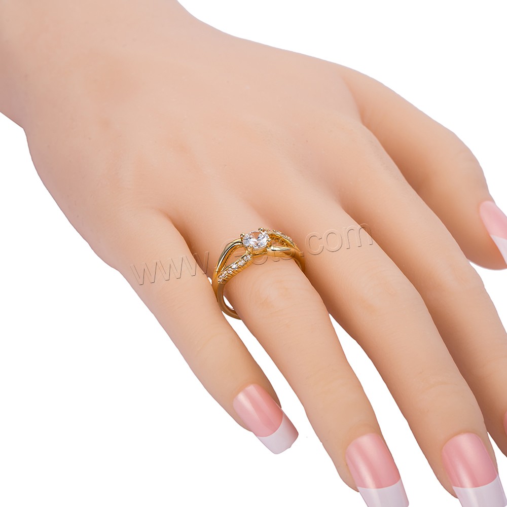 Gets® Finger Ring, Brass, real gold plated, different size for choice & micro pave cubic zirconia & faceted, nickel, lead & cadmium free, 5mm, Sold By PC