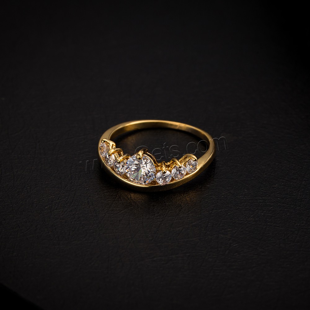 Anillo de dedo de Gets®, metal, Corona, chapado en oro real, diverso tamaño para la opción & con circonia cúbica & facetas, libre de níquel, plomo & cadmio, 8mm, Vendido por UD