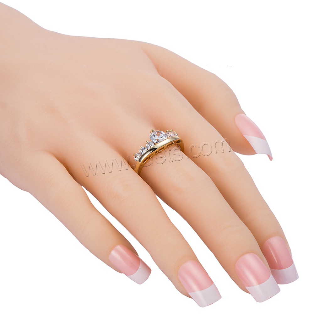 Anillo de dedo de Gets®, metal, Corona, chapado en oro real, diverso tamaño para la opción & con circonia cúbica & facetas, libre de níquel, plomo & cadmio, 8mm, Vendido por UD